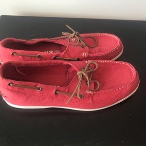 Red boat shoes